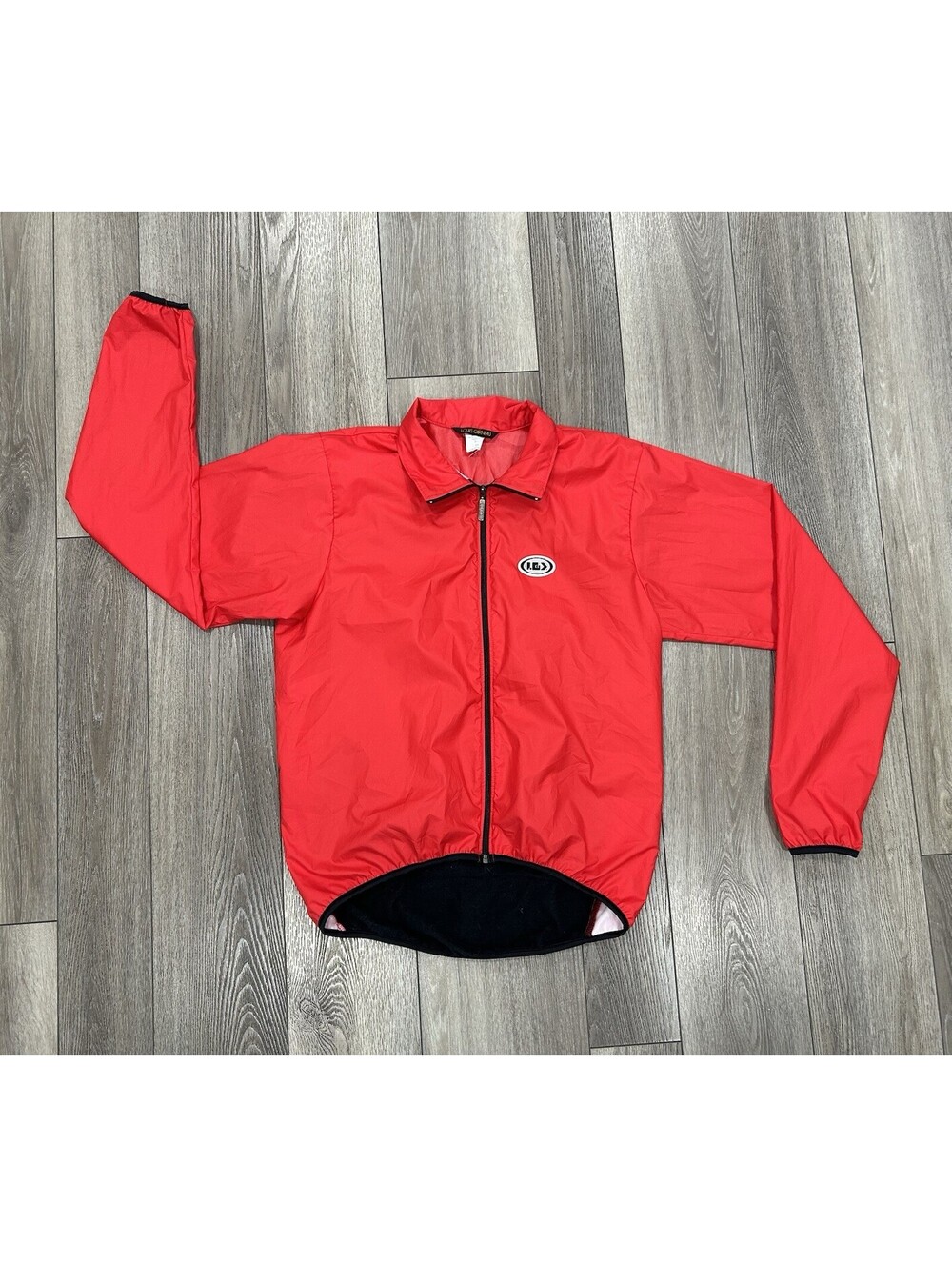 Louis Garneau Cycling Jacket Mens Large Red Black Lightweight Full Zip Athletic